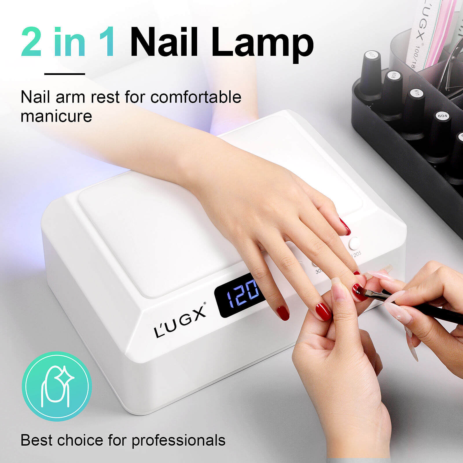 72W 2-in-1 UV/LED Press-On Nail Lamp with Hand Pillow