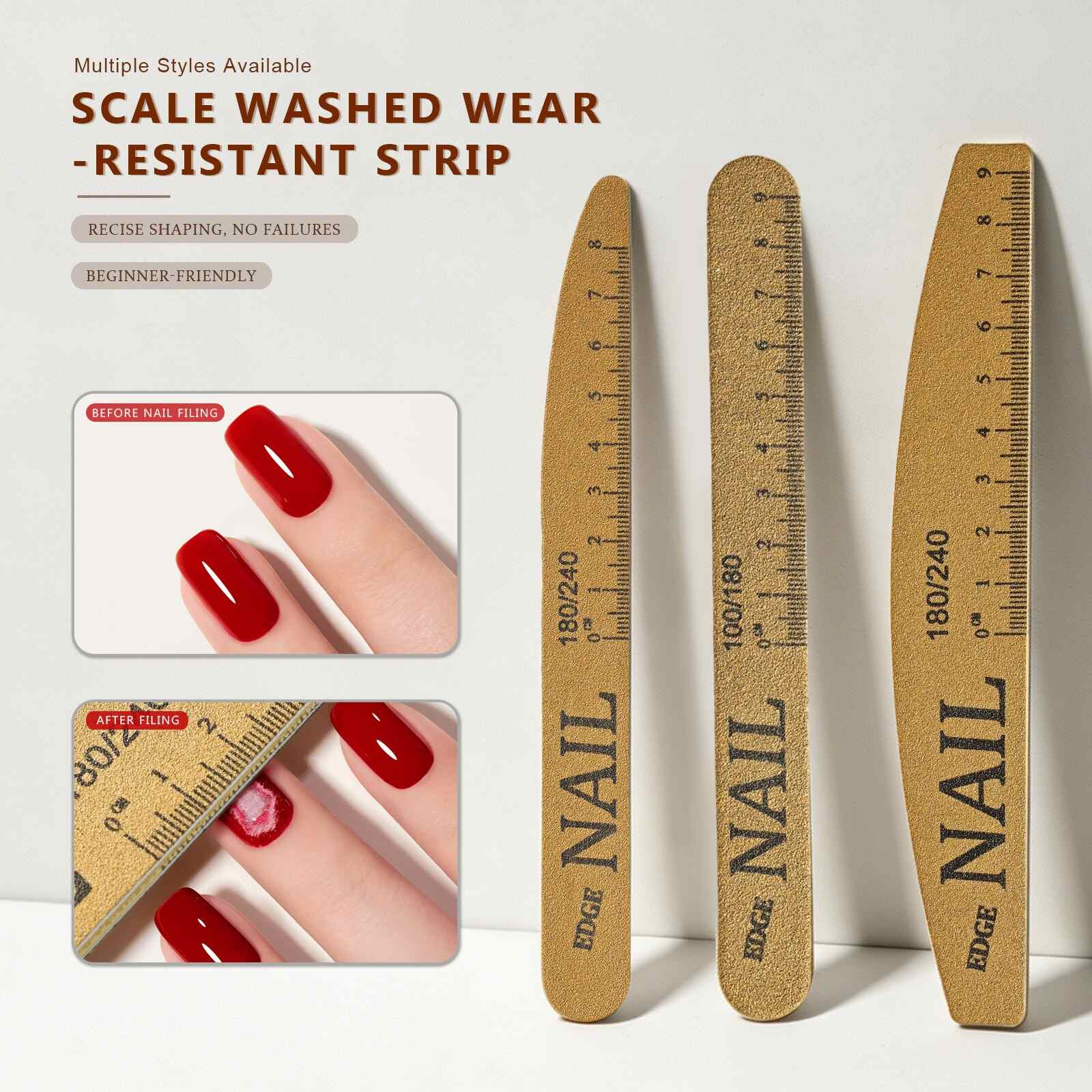 Dual-Sided Nail File with Scale & Shape Templates