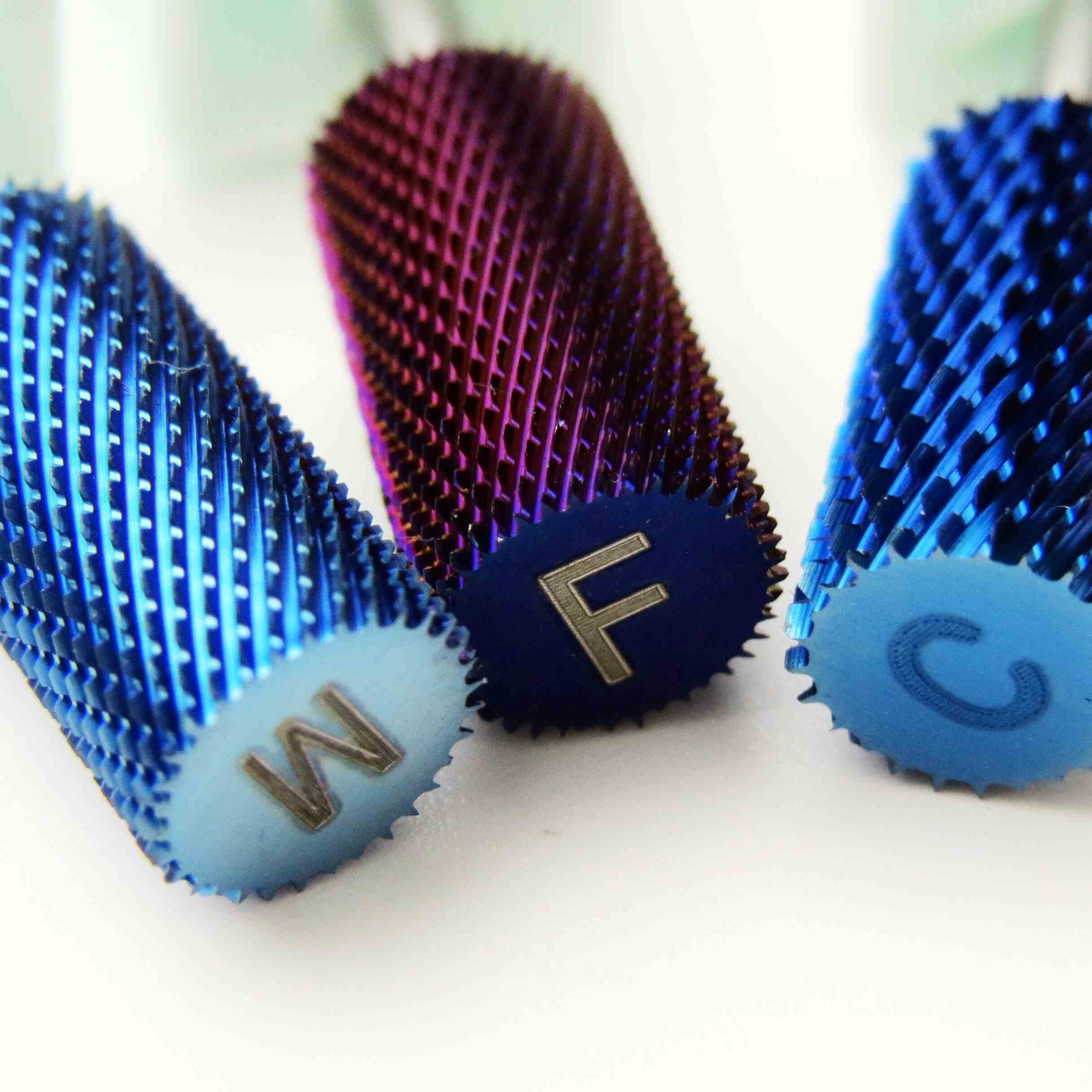 3PCS Cross Cut Blue Rainbow Tapered Barrel Nail Drill Bit