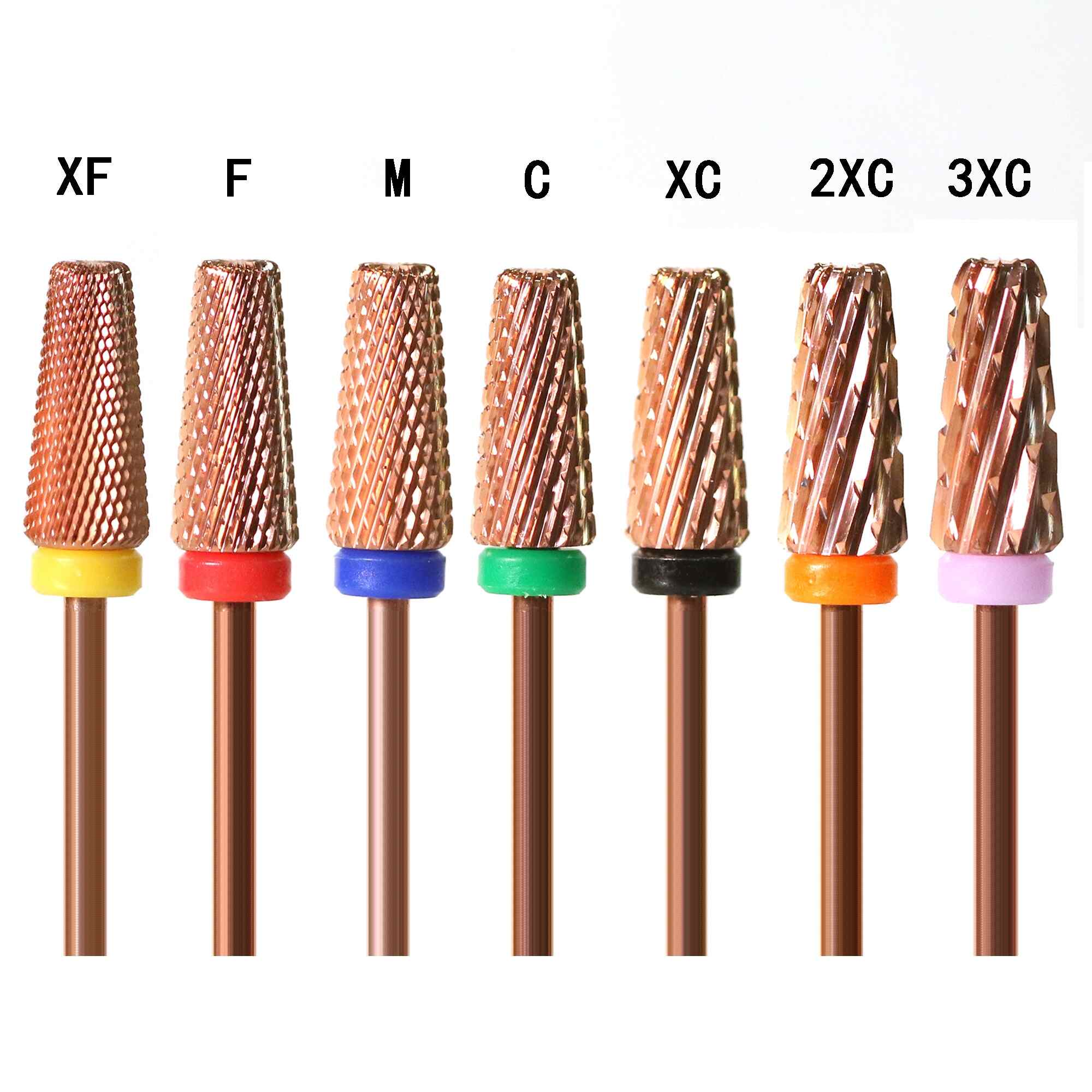 7PCS Rose Gold Tapered Nail Drill Bits Set