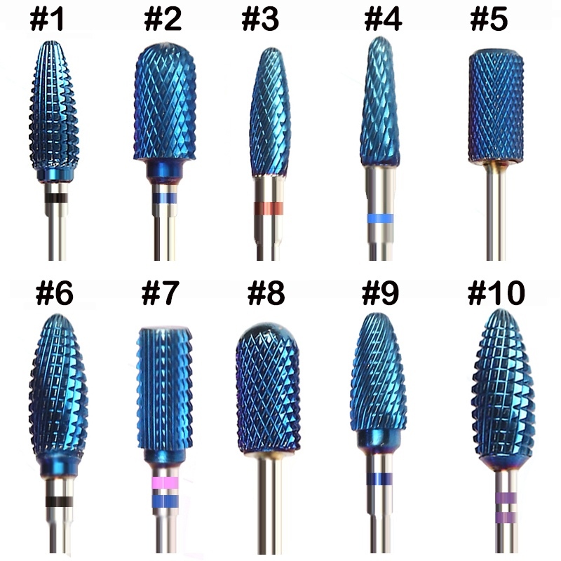 Multi-Shape Blue Nail Drill Bits